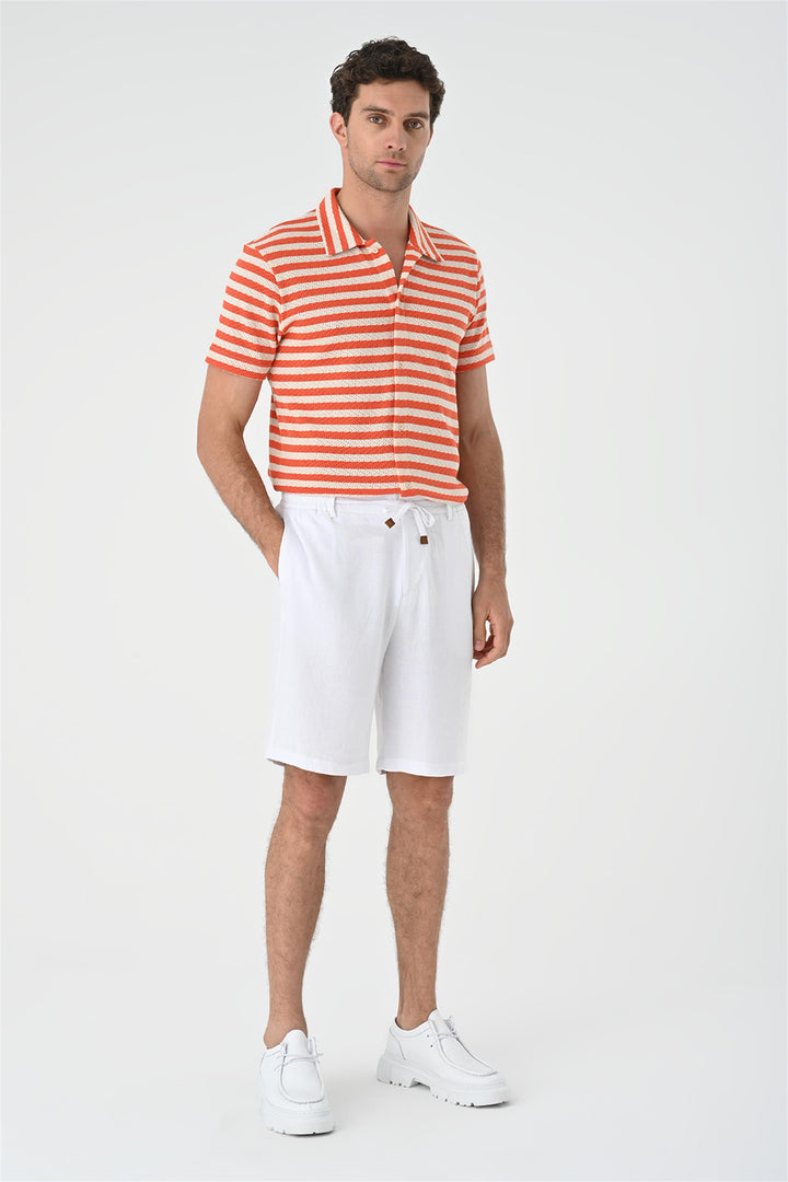 ANT Short Sleeve Striped Men's Knitwear Shirt - Santa Catarina Otzolotepec