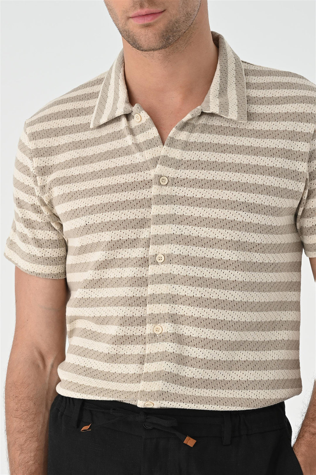 ANT Short Sleeve Striped Men's Knitwear Shirt - Leesburg