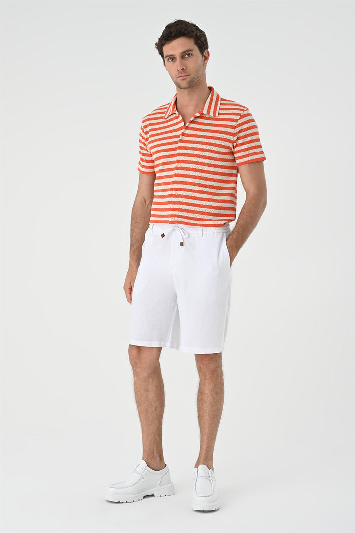 ANT Short Sleeve Striped Men's Knitwear Shirt - Santa Catarina Otzolotepec