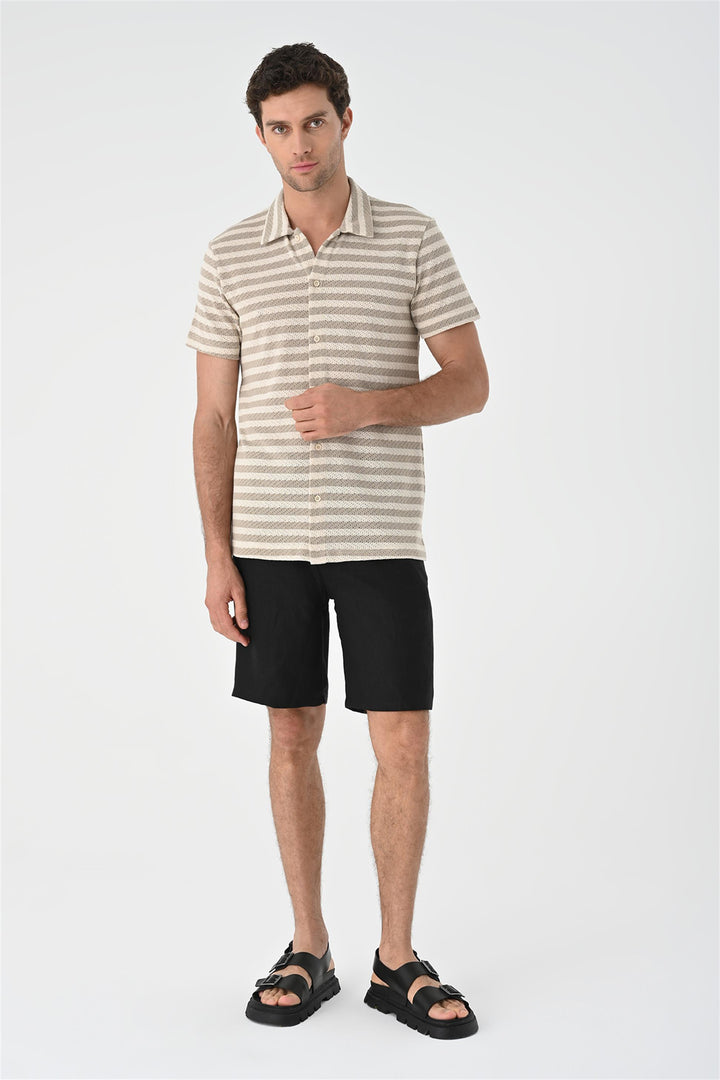 ANT Short Sleeve Striped Men's Knitwear Shirt - Leesburg