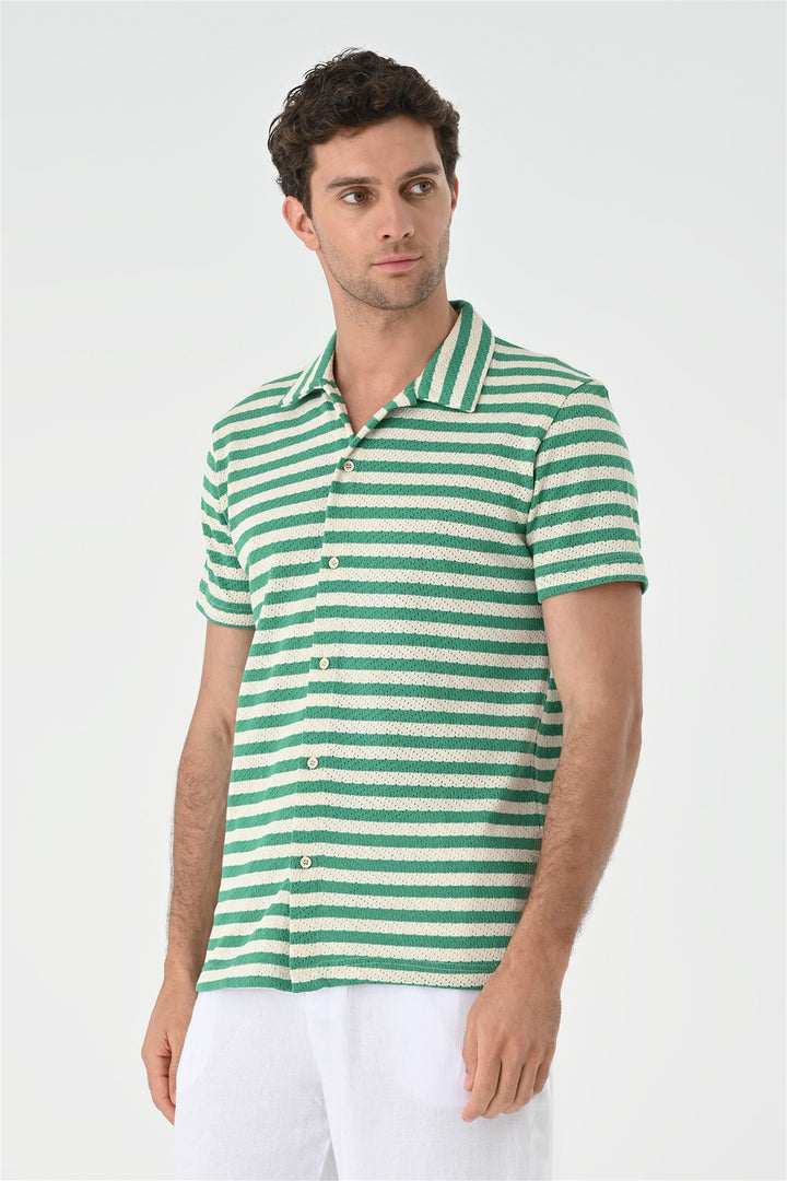 ANT Short Sleeve Striped Men's Knitwear Shirt - Merrillville