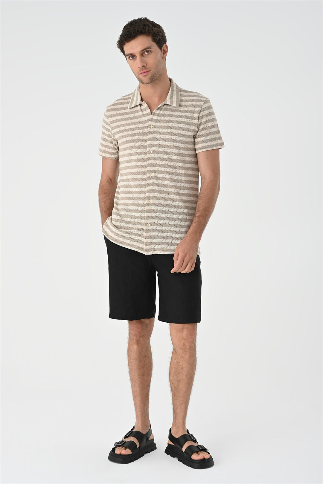 ANT Short Sleeve Striped Men's Knitwear Shirt - Leesburg