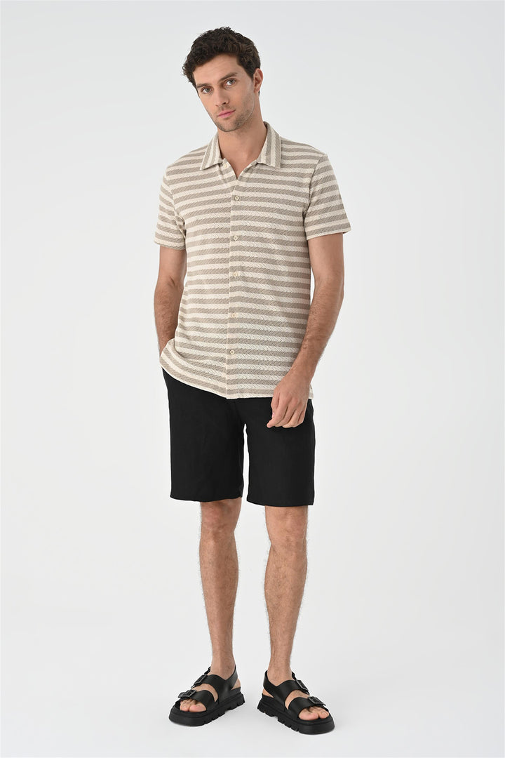 ANT Short Sleeve Striped Men's Knitwear Shirt - Leesburg