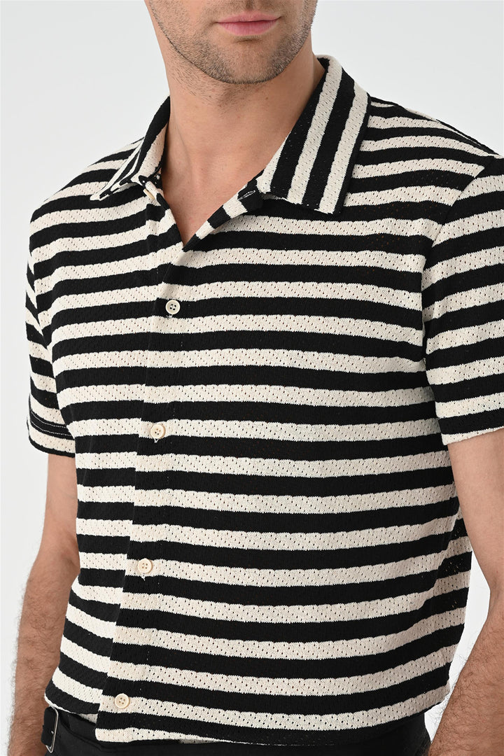 ANT Short Sleeve Striped Men's Knitwear Shirt - Kempen