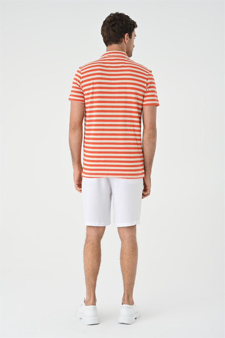 ANT Short Sleeve Striped Men's Knitwear Shirt - Santa Catarina Otzolotepec
