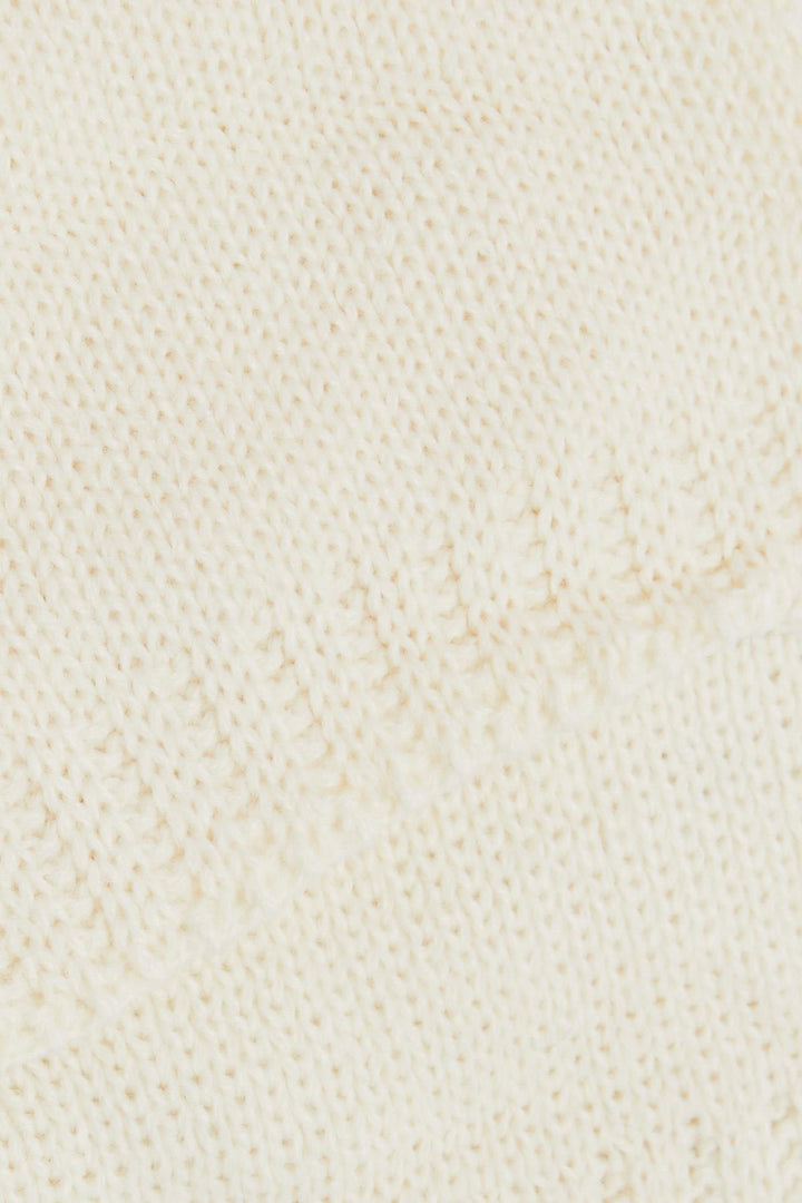 BRE Knitted Girl Child Scarf Hat Set 3 Piece Pearl Pom Pom 4-8 Years, Ecru - Morristown