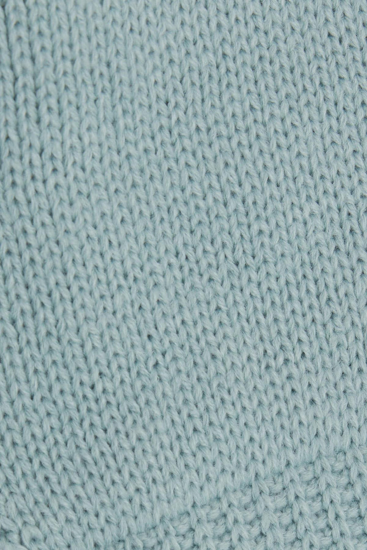 BRE Kitty Girl Child Scarf Hat Set 3 Piece Zigzag Patterned Pom Pom 4-8 Years, Mint Green - Aurora