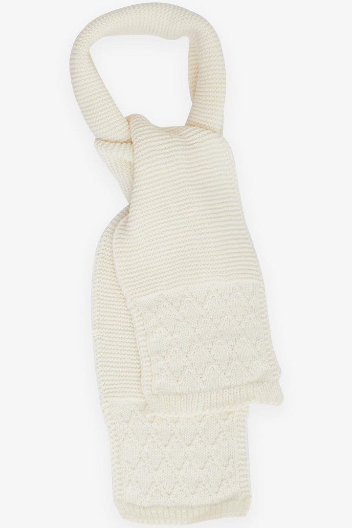 BRE Kitty Girl Child Scarf Hat Set 3 Piece Armored Pom Pom 4-8 Years, Ecru - Hitchin