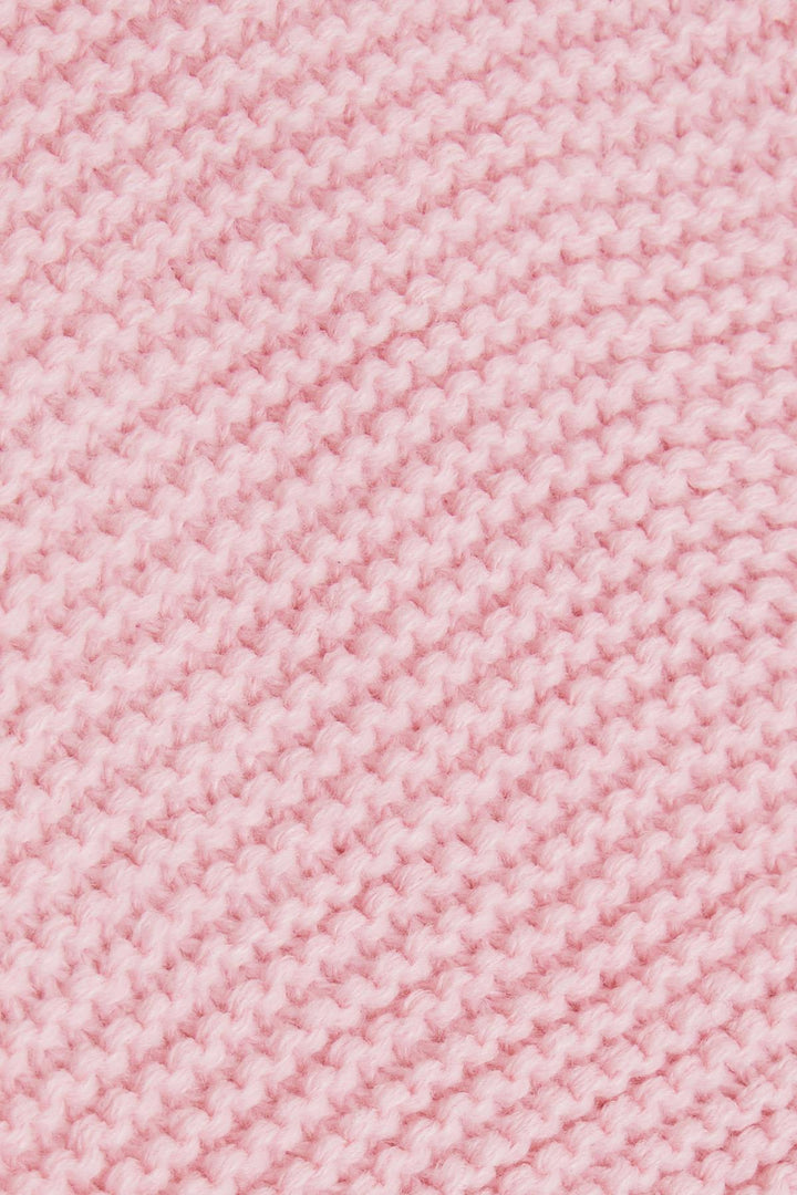 BRE Knitted Girl Child Scarf Hat Set 3 Piece Braided Pom Pom Castle Emblem 4-8 Years, Pink - Delicias