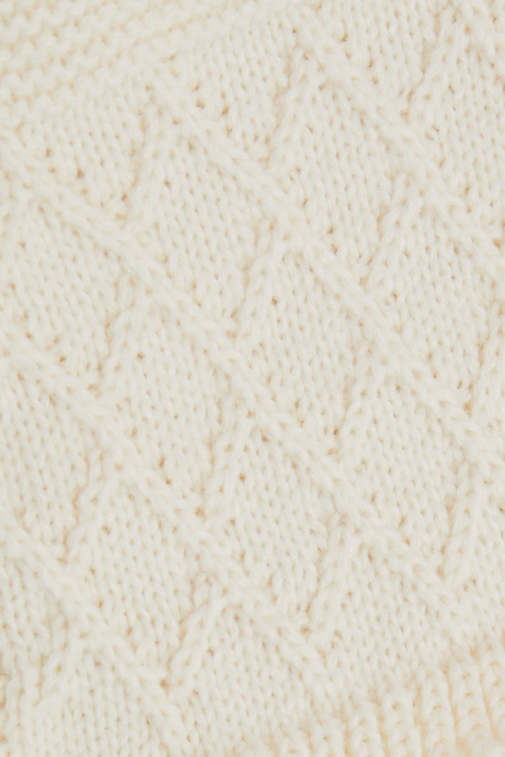 BRE Kitty Girl Child Scarf Hat Set 3 Piece Armored Pom Pom 4-8 Years, Ecru - Hitchin