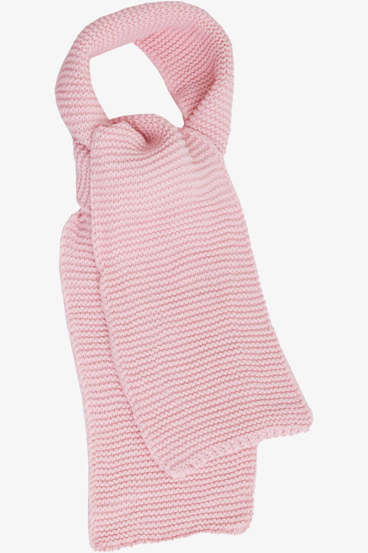 BRE Knitted Girl Child Scarf Hat Set 3 Piece Braided Pom Pom Castle Emblem 4-8 Years, Pink - Delicias