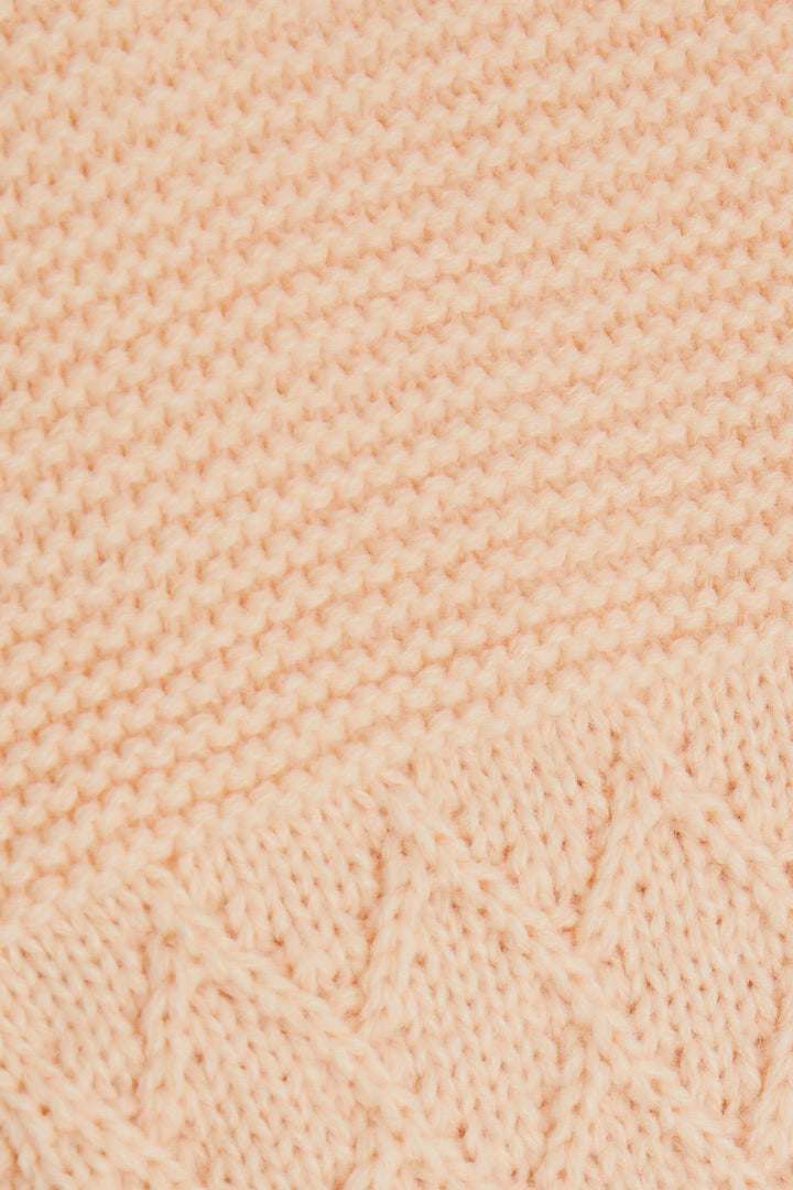 BRE Girls' Scarf Hat Set 3 Piece Armored Pom Pom 4-8 Years, Salmon - Lancaster