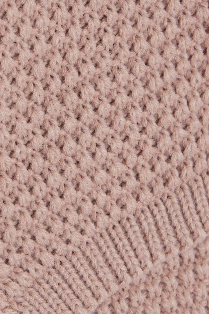 BRE Knitted Girl Child Scarf Hat Set with Crested Pom Pom 4-8 Years, Rose Pink - Châtillon