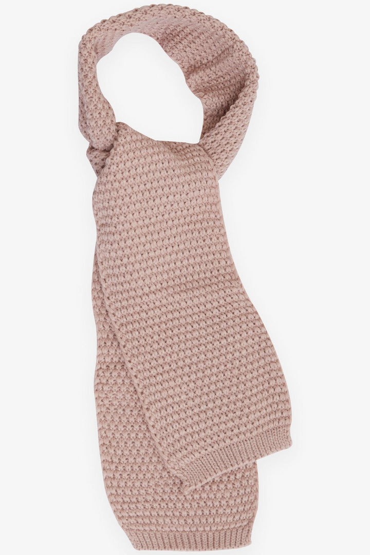 BRE Knitted Girl Child Scarf Hat Set with Crested Pom Pom 4-8 Years, Rose Pink - Châtillon