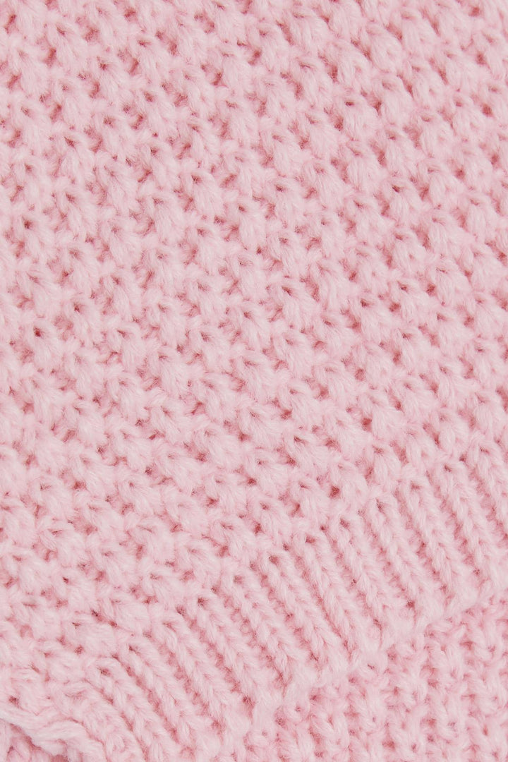 BRE Kitty Girl Child Scarf Hat Set with Crested Pom Pom, 4-8 Years, Pink - Lucerne