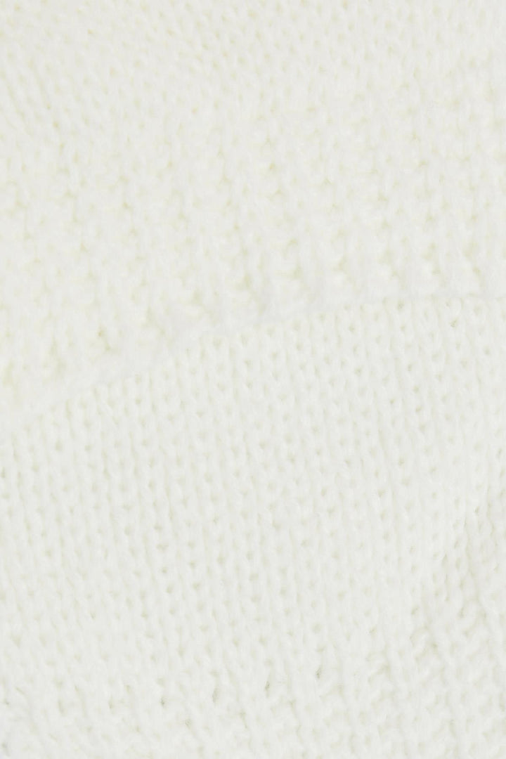 BRE Knitted Girl Child Scarf Hat Set Heart Embroidered Double Pom Pom 1-4 Years, Ecru - Roosendaal