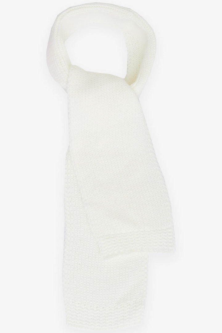 BRE Knitted Girl Child Scarf Hat Set Heart Embroidered Double Pom Pom 1-4 Years, Ecru - Roosendaal