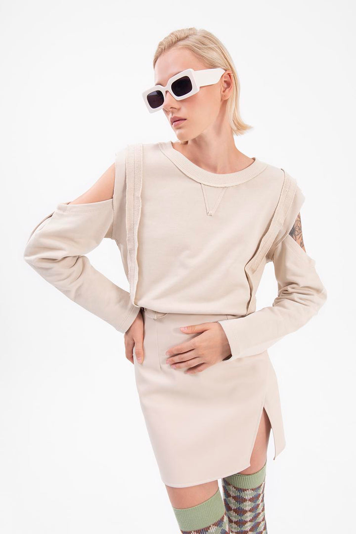 BSL Women Sleeve cut out sweatshirt - Vyshneve