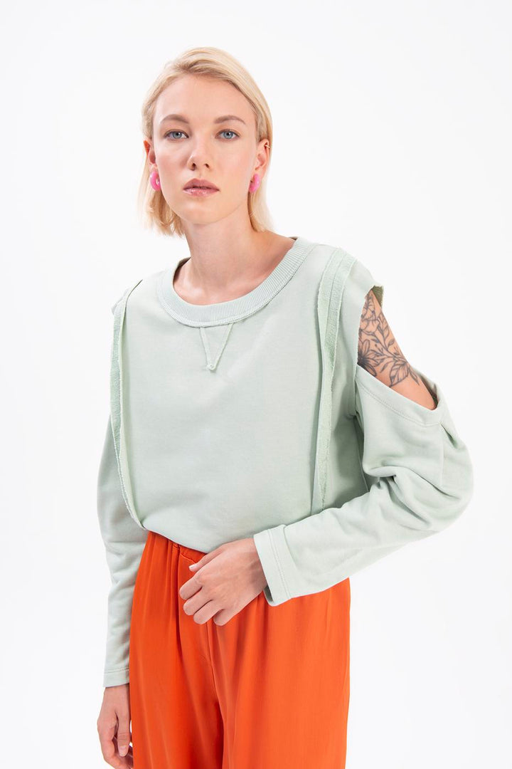 BSL Women Sleeve cut out sweatshirt - Tlalmanalco