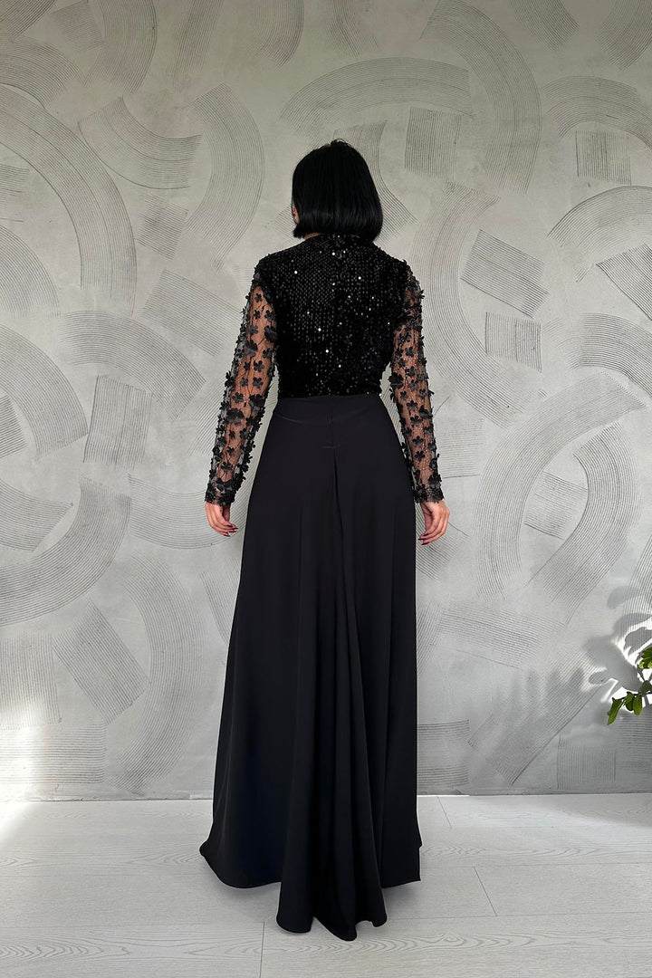 ELS Sleeve Tulle Skirt Jumpsuit - Black - Janesville