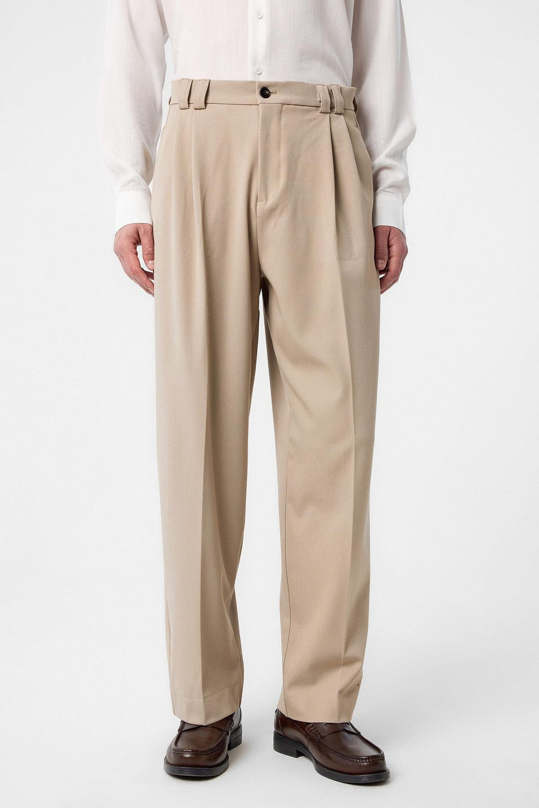 ANT Antioch Village Beige High Waist Relax Fit Pleated Men's Pants - Sion