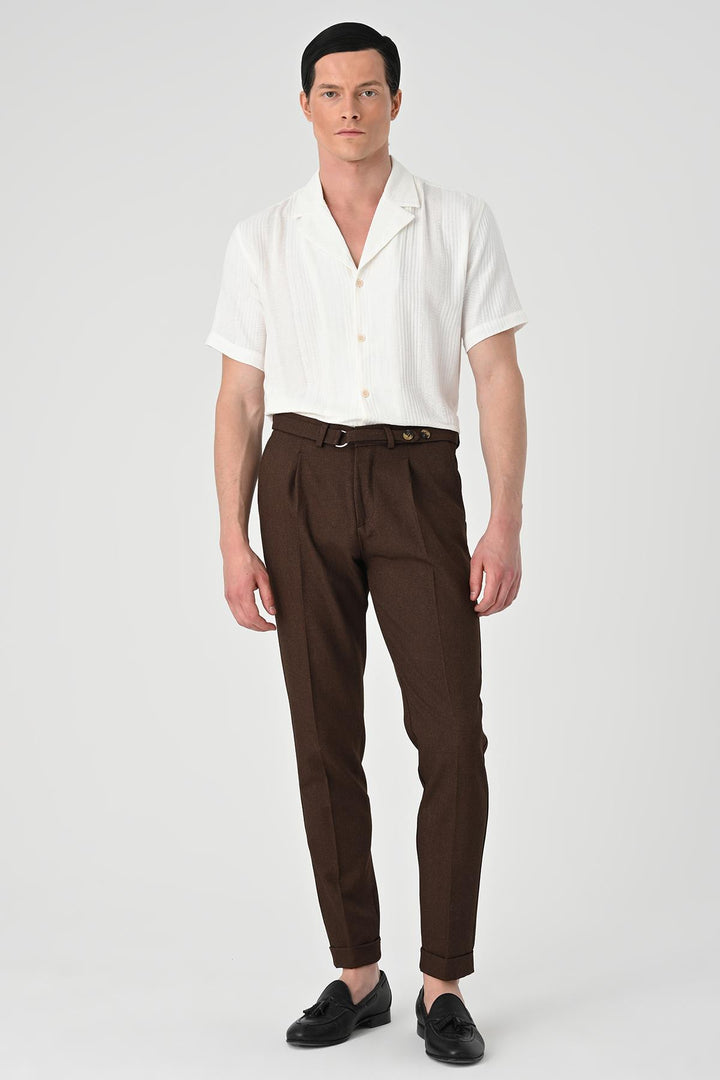 ANT Antioch Village Coffee High Waist Belted Pleated Pants - Reynosa
