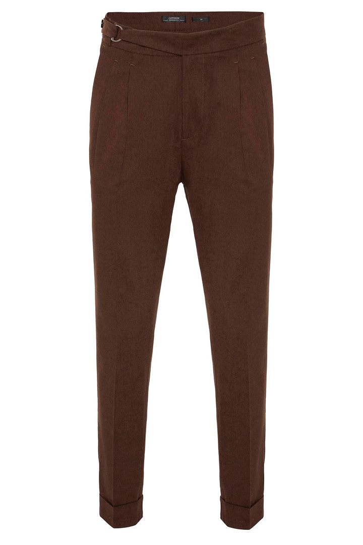 ANT High Waist Linen Blend Pleated Men's Trousers - Tucker