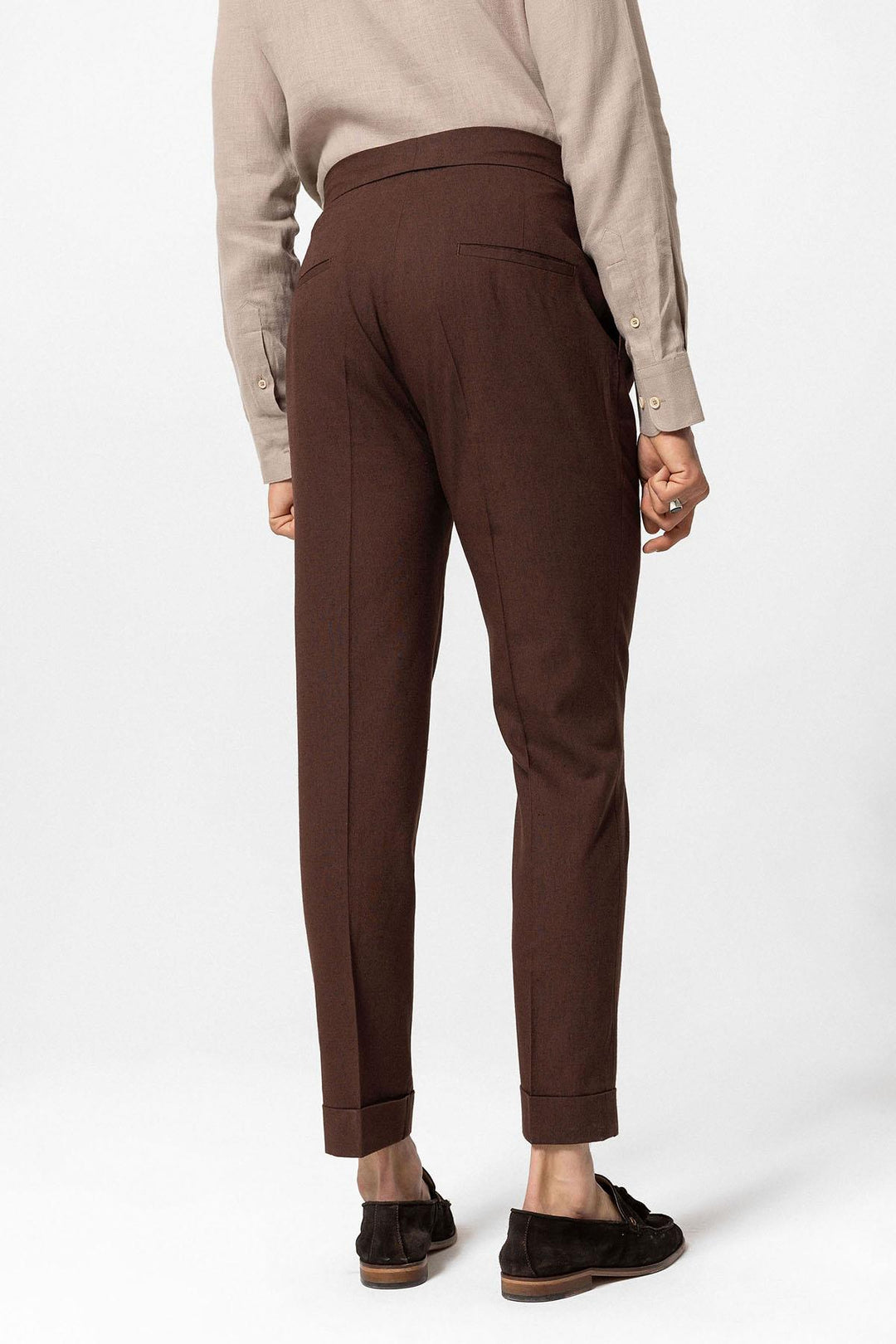 ANT High Waist Linen Blend Pleated Men's Trousers - Tucker