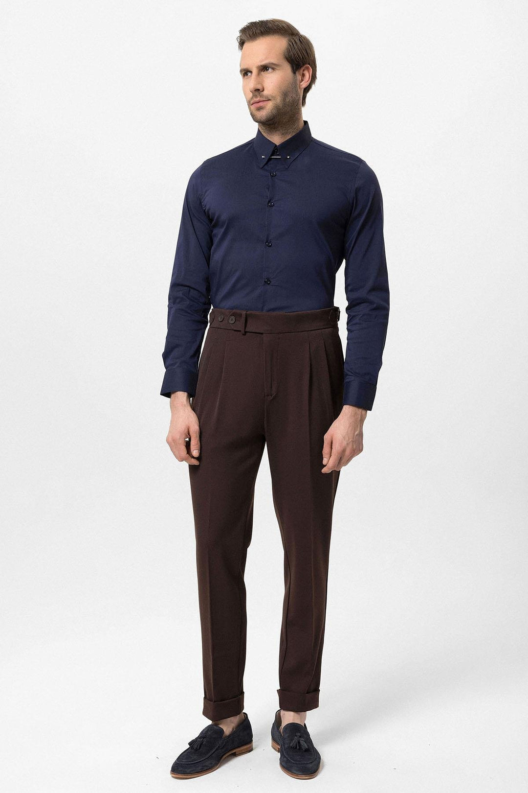 ANT Antioch Village Coffee High Waist Pleated Carrot Fit Men's Pants - Villahermosa