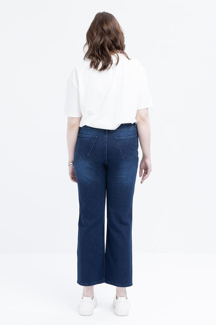 TLD Women Allday Dark Blue Dark Blue Plus Size Lycra Flared Denim Pants - Shrewsbury