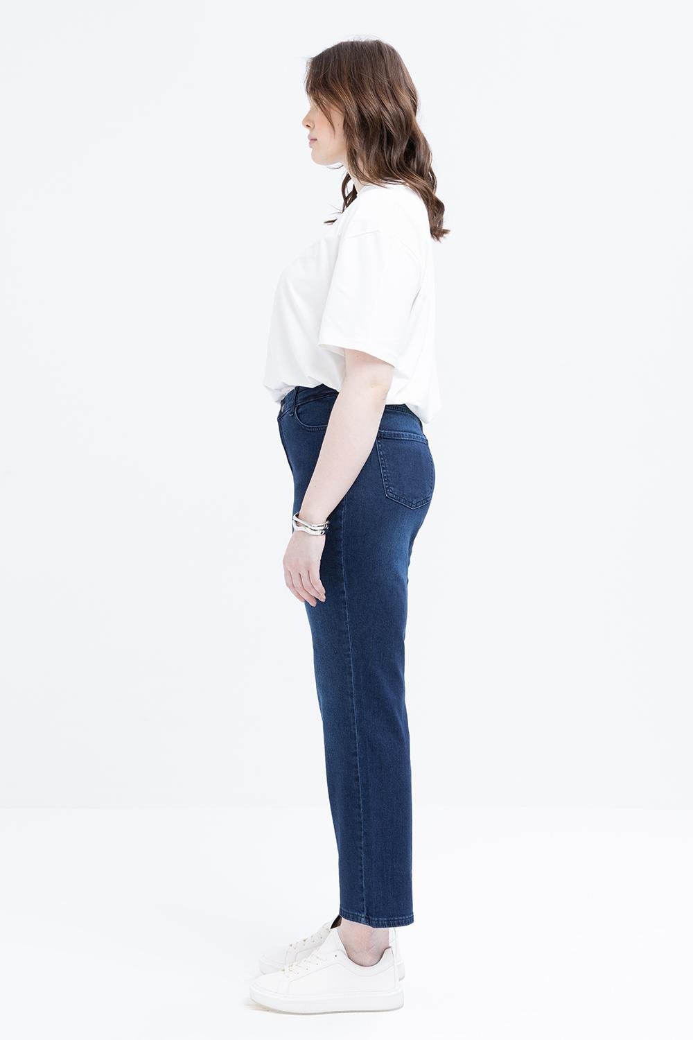 TLD Women Allday Dark Blue Dark Blue Plus Size Lycra Flared Denim Pants - Shrewsbury