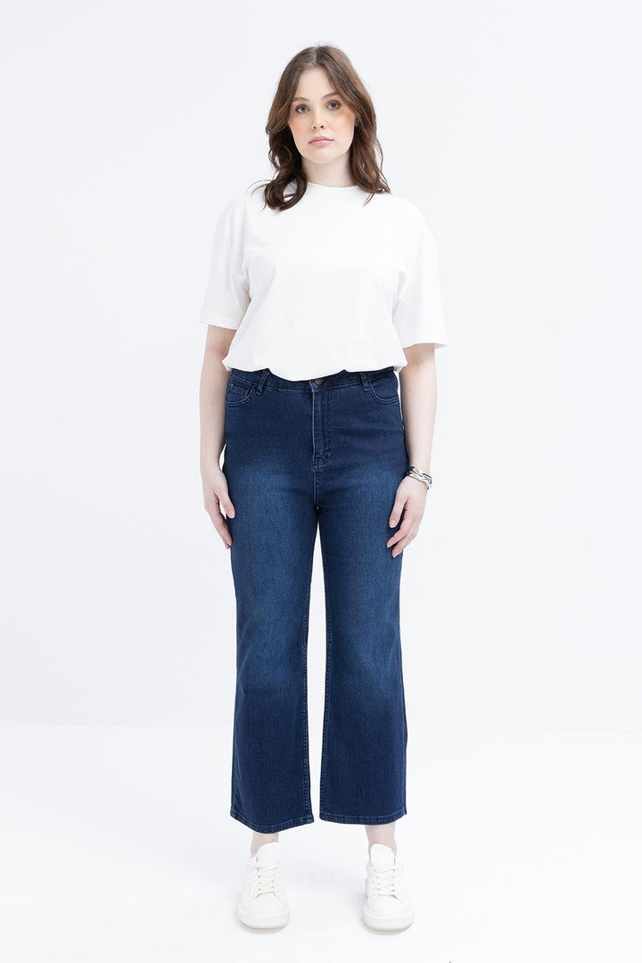 TLD Women Allday Dark Blue Dark Blue Plus Size Lycra Flared Denim Pants - Shrewsbury