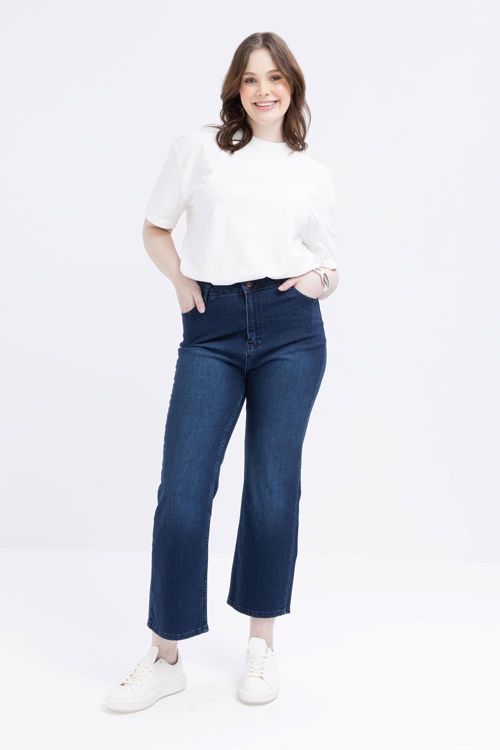 TLD Women Allday Dark Blue Dark Blue Plus Size Lycra Flared Denim Pants - Shrewsbury