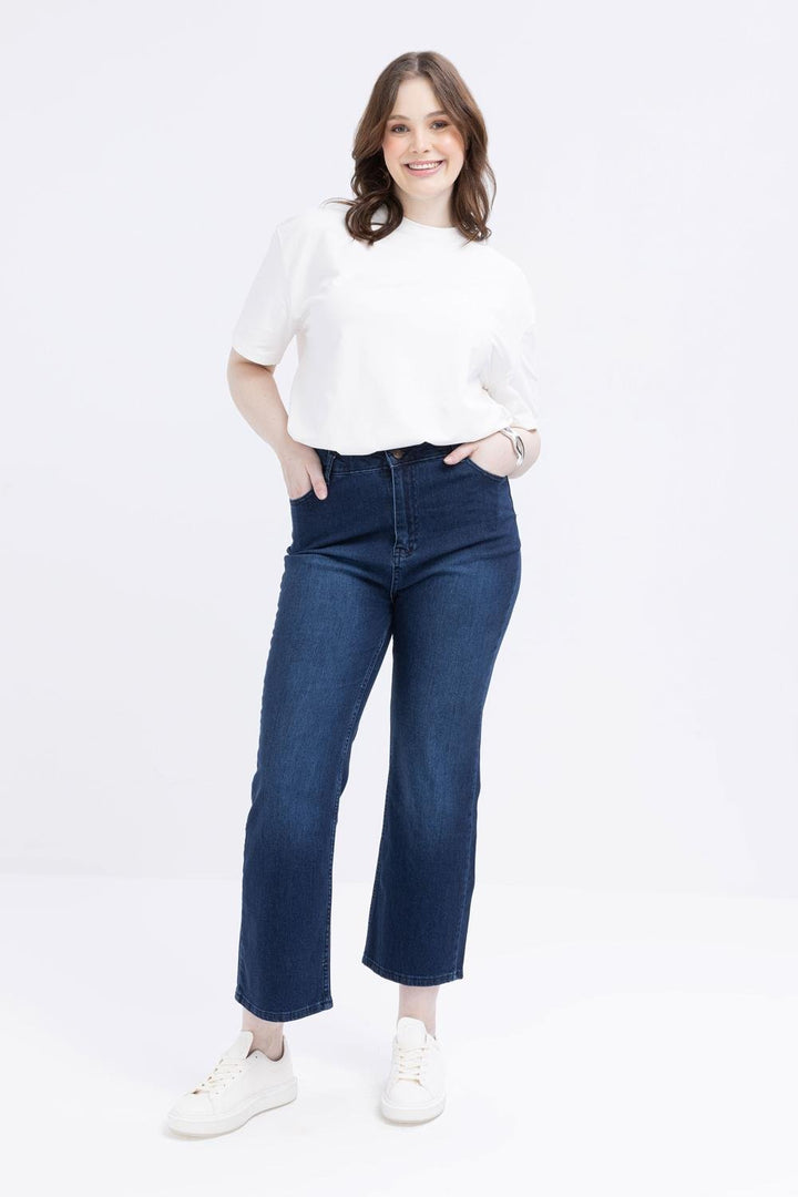 TLD Women Allday Dark Blue Dark Blue Plus Size Lycra Flared Denim Pants - Shrewsbury