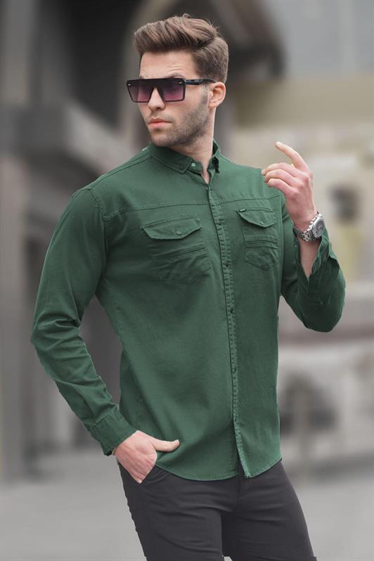 MDX Dark Green Comfort Fit Gabardine Men's Shirt 6810 - Finchley