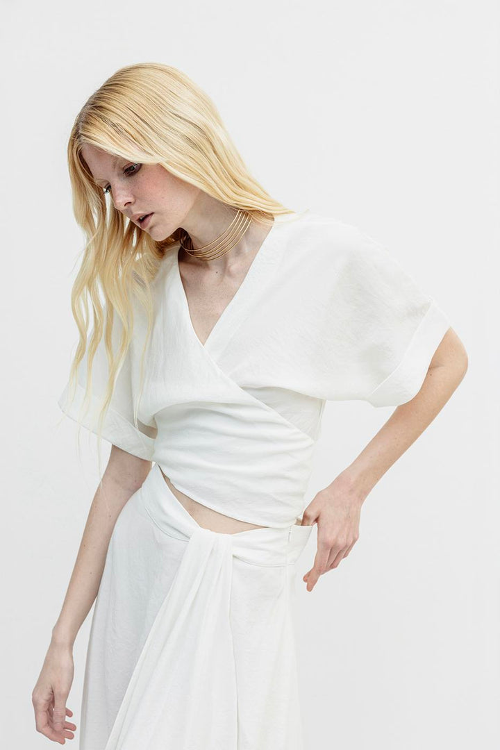 BSL Women Double Breasted Closure Tie Blouse - Telford