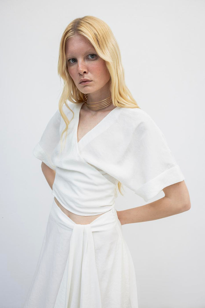 BSL Women Double Breasted Closure Tie Blouse - Telford