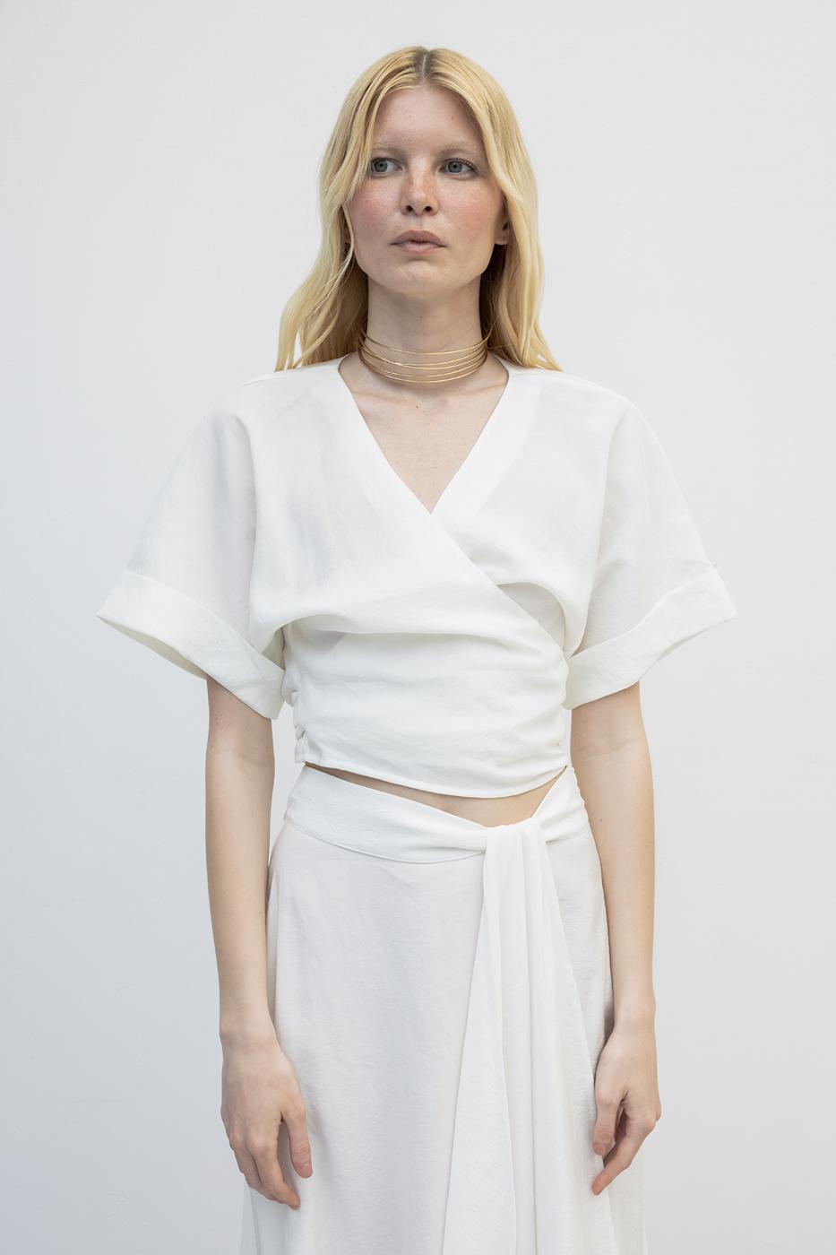 BSL Women Double Breasted Closure Tie Blouse - Telford