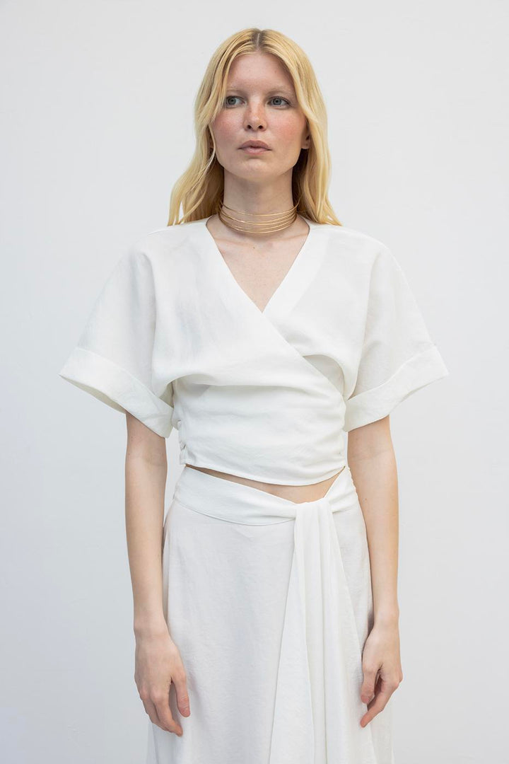 BSL Women Double Breasted Closure Tie Blouse - Telford