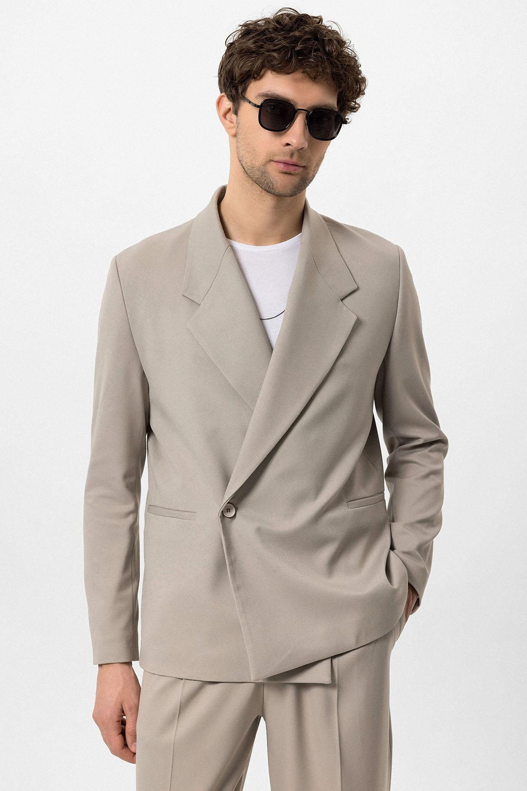 ANT Double-Breasted Men's Blazer Jacket with Flap Pocket - Lipjan