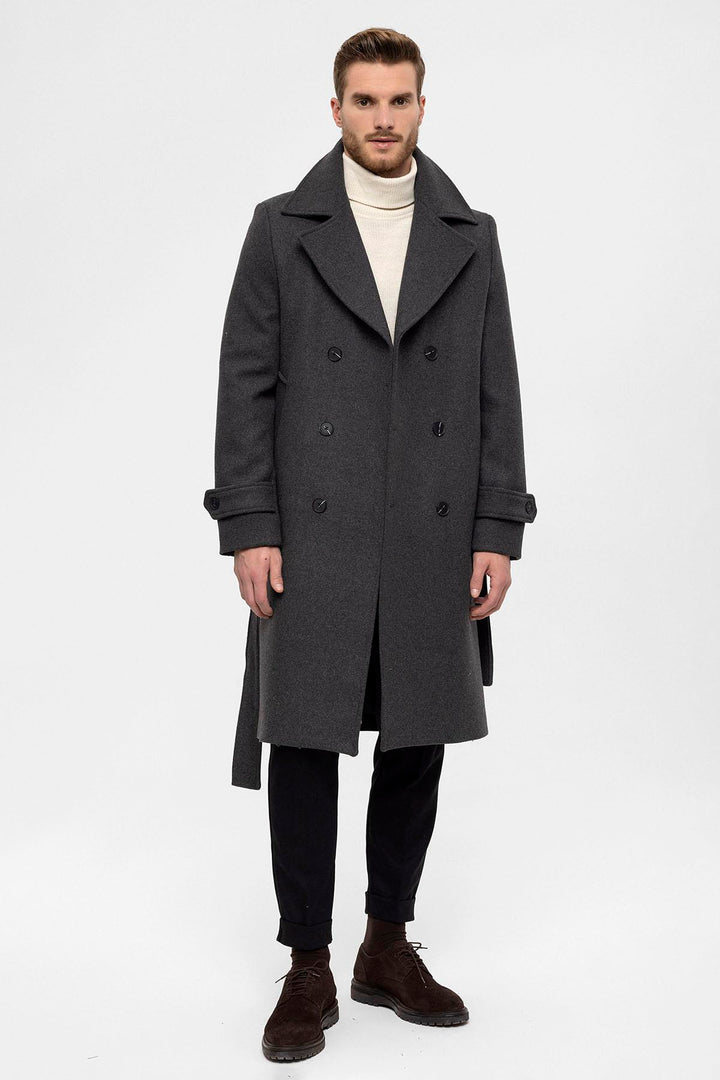ANT Double Breasted Closure Belt Men's Coat - Springfield