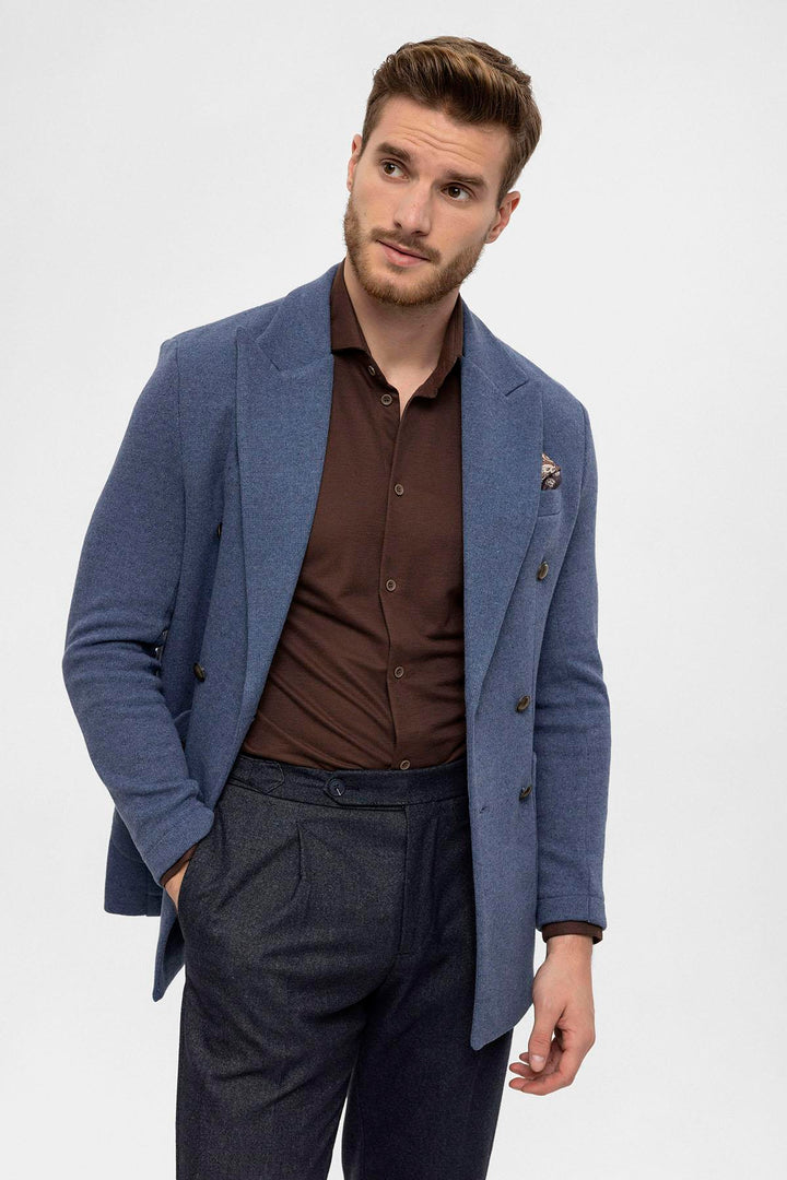 ANT Double-Breasted Knitwear Men's Blazer Jacket - Arcadia