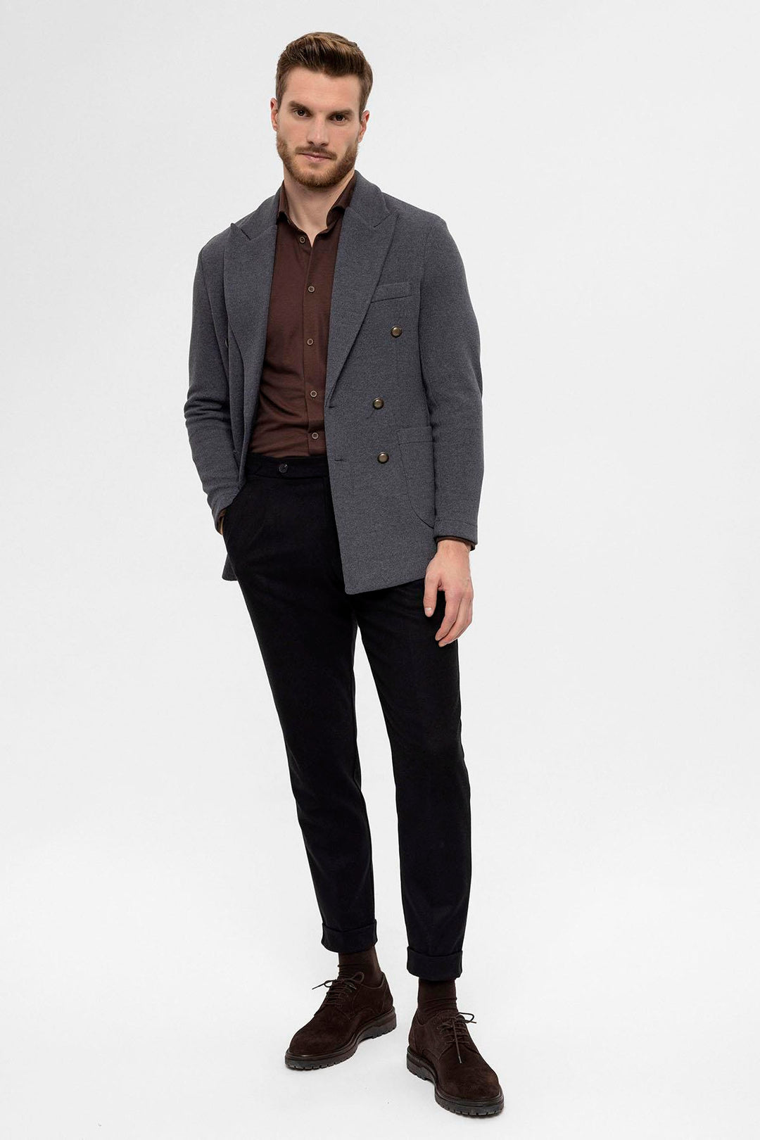 ANT Double-Breasted Knitwear Men's Blazer Jacket - Trento