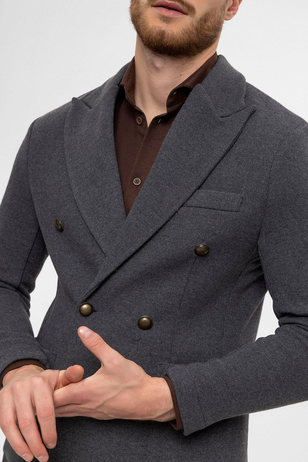 ANT Double-Breasted Knitwear Men's Blazer Jacket - Trento
