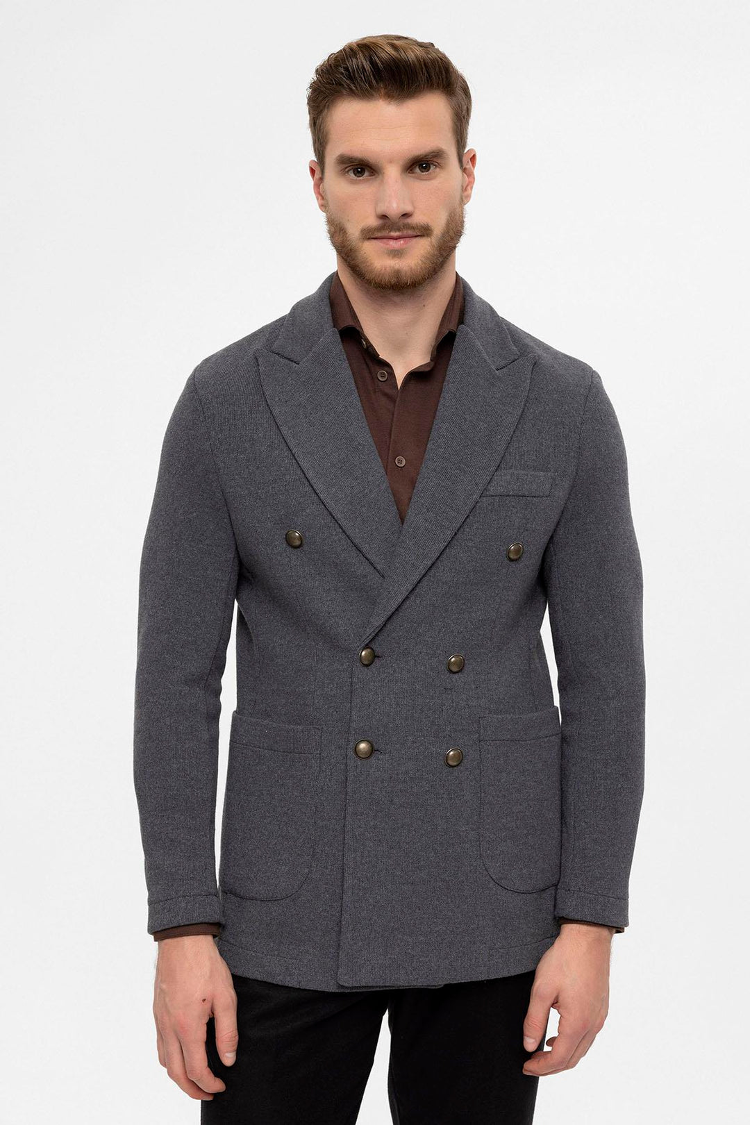 ANT Double-Breasted Knitwear Men's Blazer Jacket - Trento