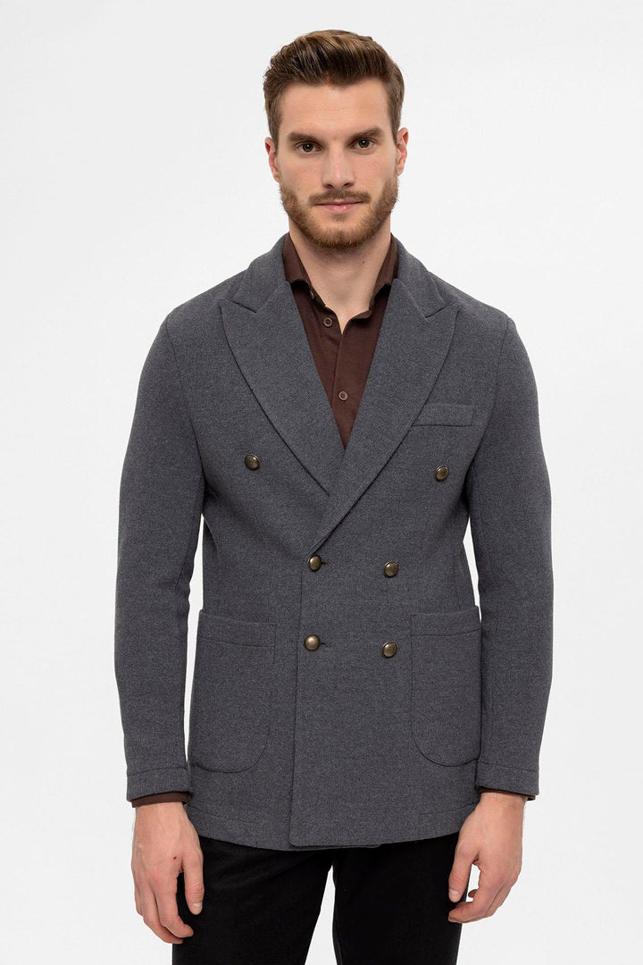 ANT Double-Breasted Knitwear Men's Blazer Jacket - Trento