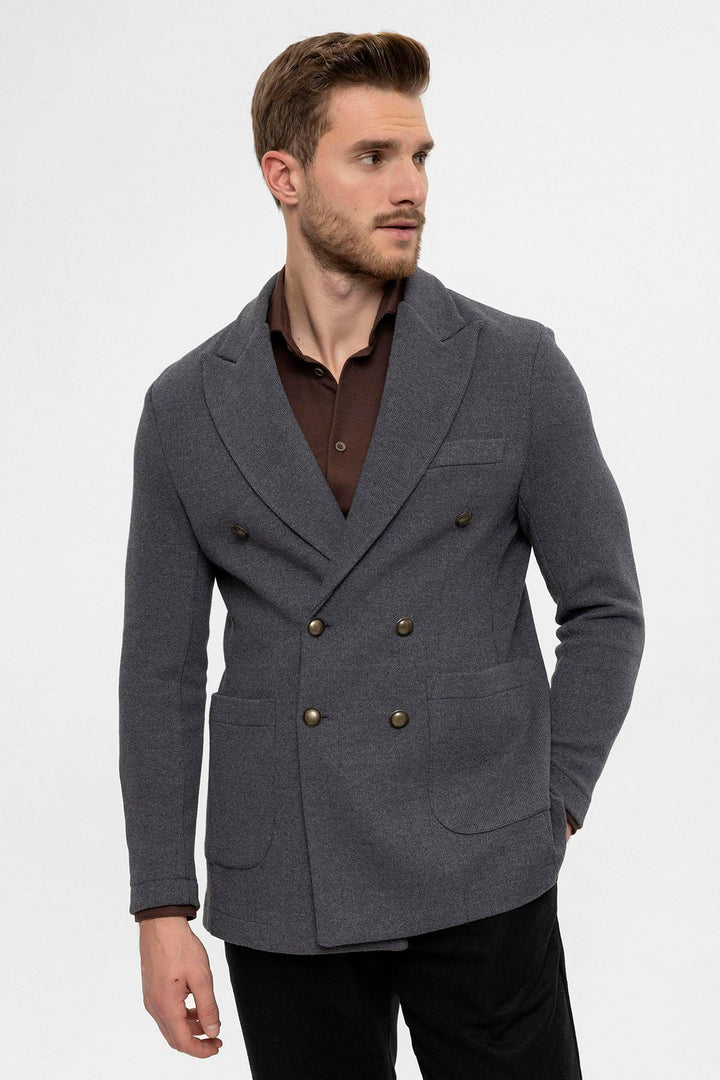 ANT Double-Breasted Knitwear Men's Blazer Jacket - Trento