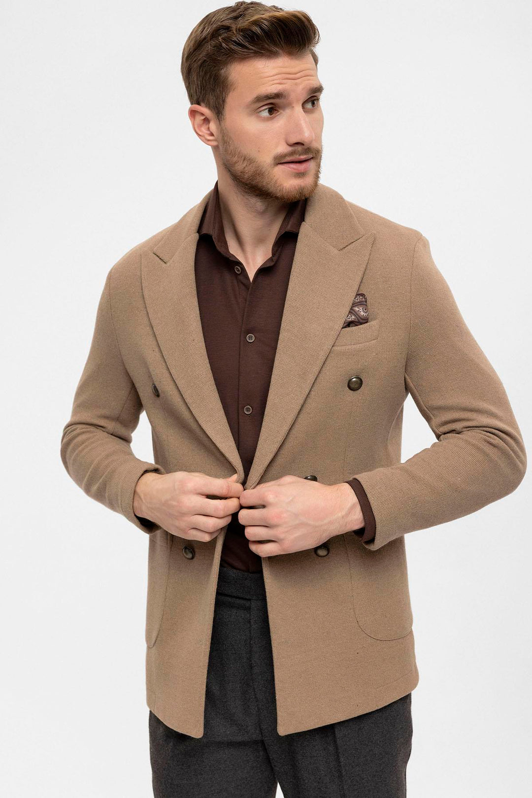 ANT Double-Breasted Knitwear Men's Blazer Jacket - Reims