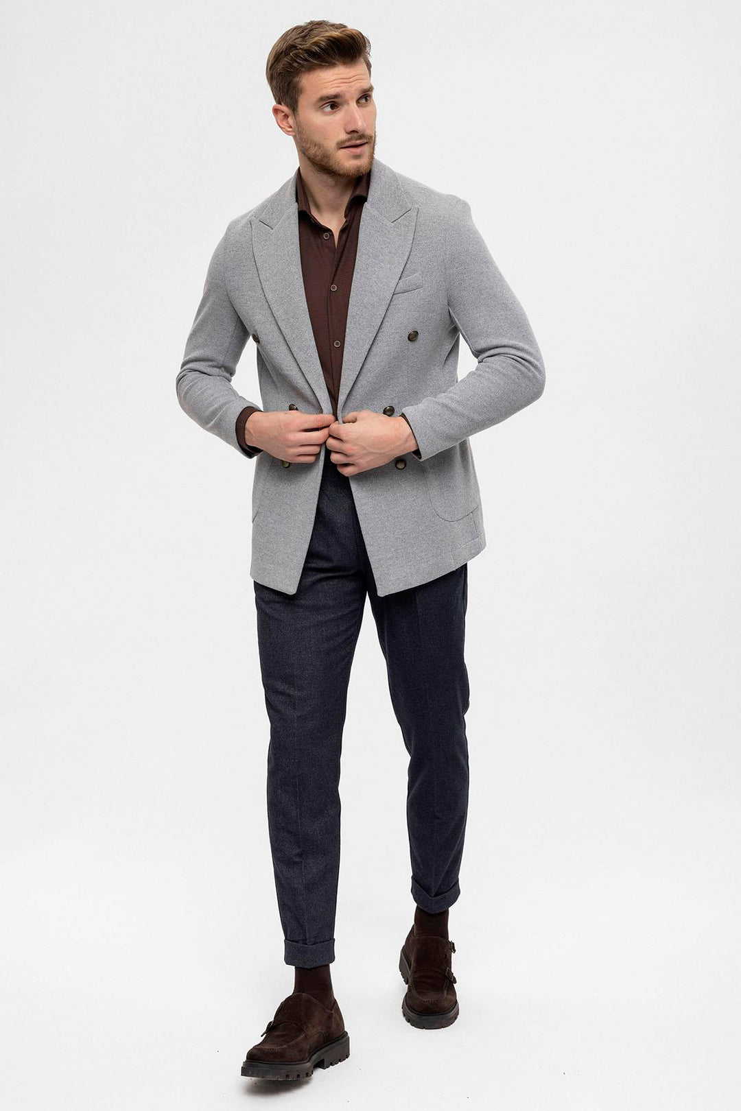 ANT Double-Breasted Knitwear Men's Blazer Jacket - Abrantes
