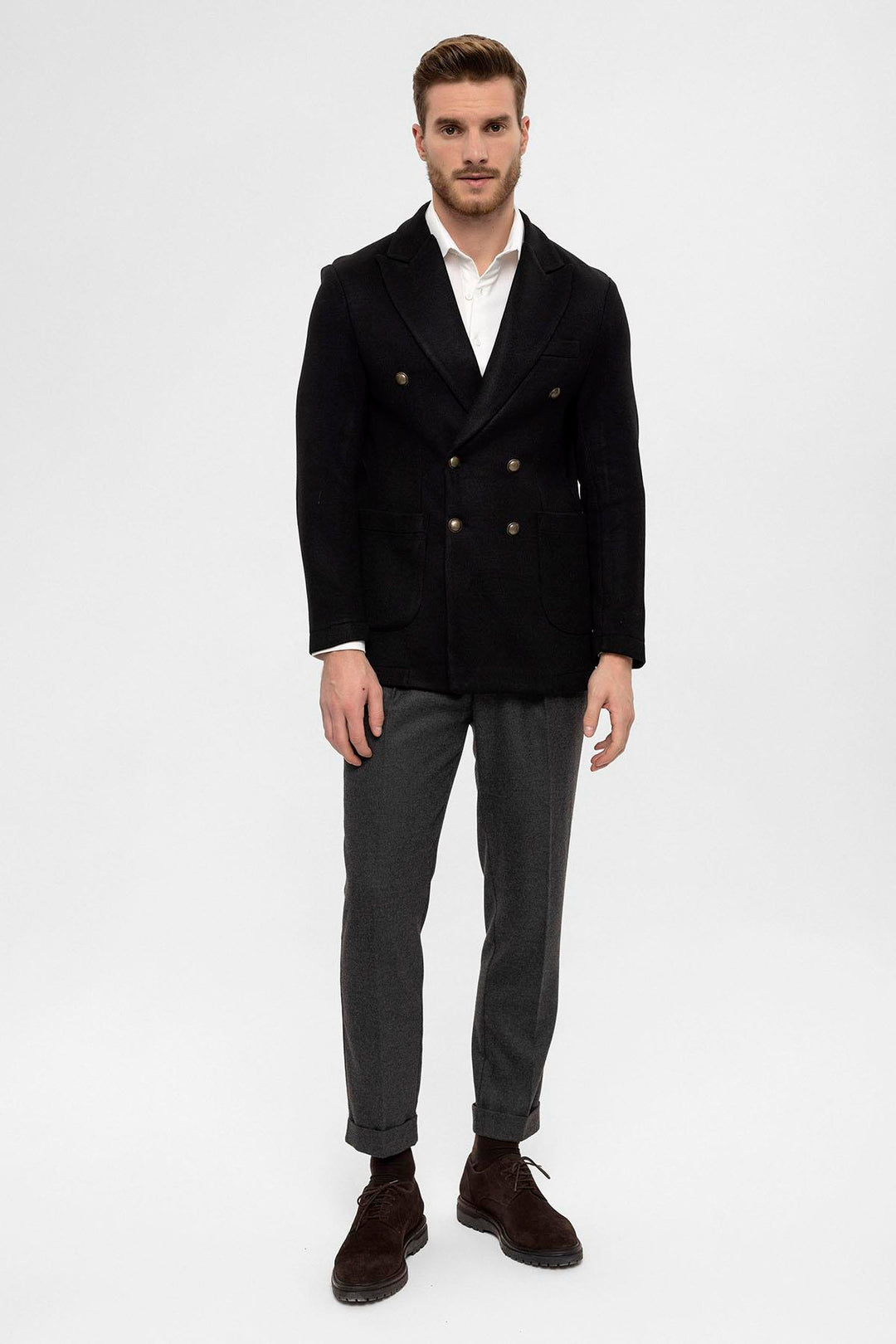 ANT Double-Breasted Knitwear Men's Blazer Jacket - Pryluky